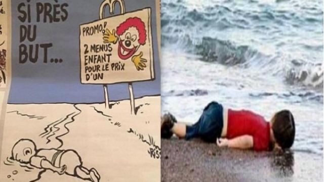 Журнал Charlie Hebdo зробив цинічну карикатуру про смерть дитини-біженця 