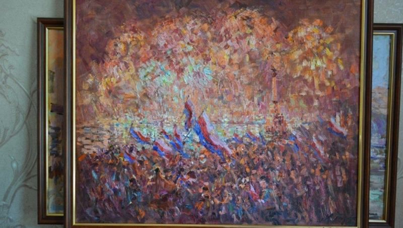 На конкурсі у Криму перемогла картина, на якій прапор Росії підмінили нацистським На конкурсі у Криму перемогла картина, на якій прапор Росії підмінили нацистським