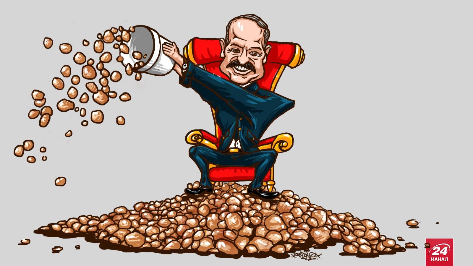 Карикатура дня: "бацька" на картофельном троне Карикатура дня: "бацька" на картофельном троне