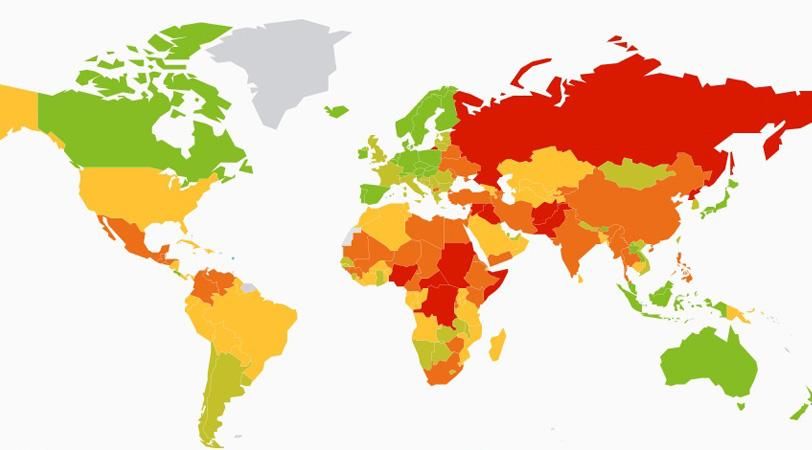 Страны с самым высоким и самым низким в мире уровнем насилия (Инфографика)