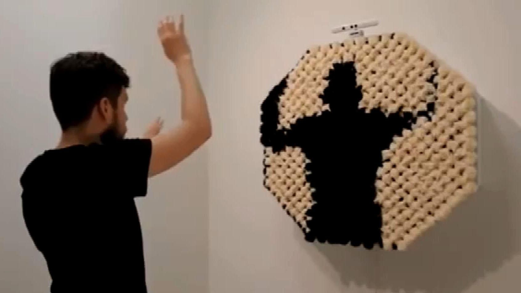 Американский художник создал черно-белое зеркало из помпонов