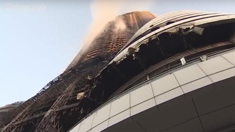 Появилось жуткое  видео сгоревшего небоскреба в Дубае