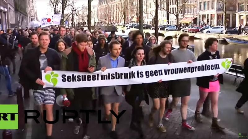 Мужчины надели мини-юбки и вышли на протест против насилия Мужчины надели мини-юбки и вышли на протест против насилия