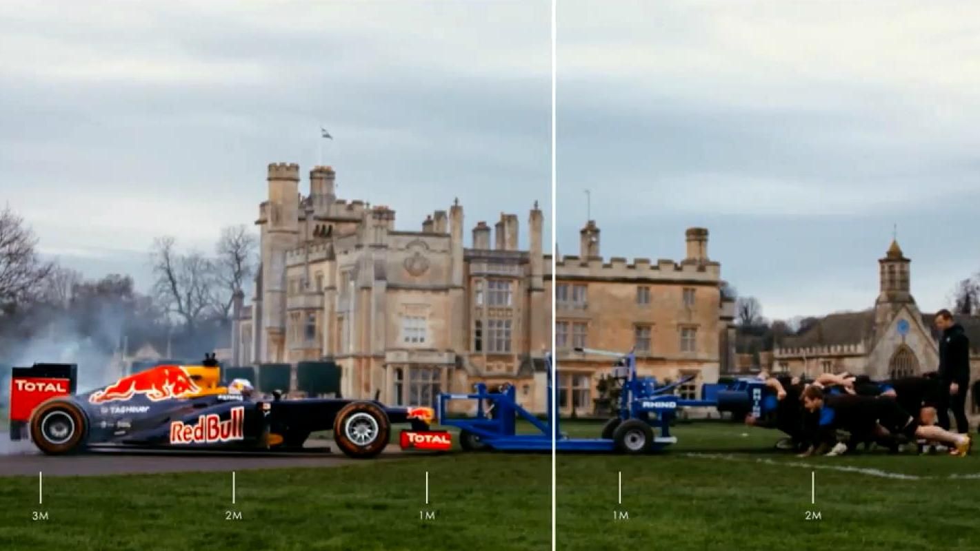 Відео про безмежність людських можливостей: як кремезні регбісти побороли авто "Формули-1" Відео про безмежність людських можливостей: як кремезні регбісти побороли авто "Формули-1"