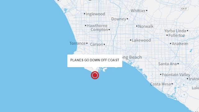 Два літаки зіштовхнулись біля Лос-Анджелеса і впали в океан Два літаки зіштовхнулись біля Лос-Анджелеса і впали в океан