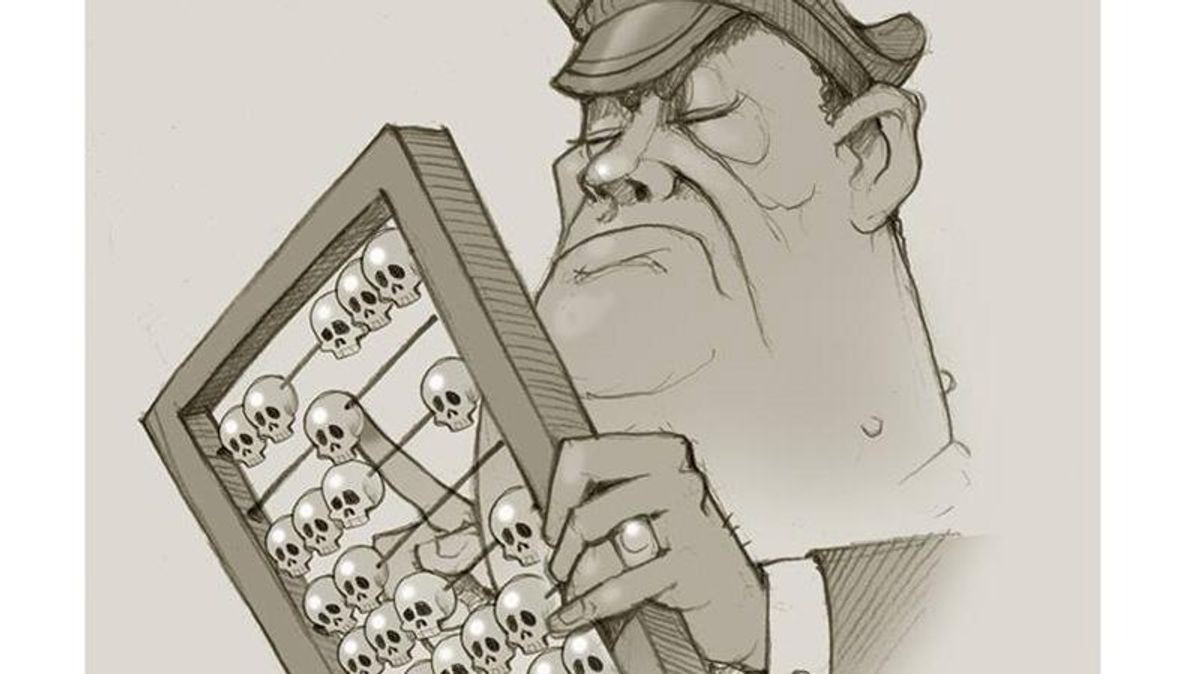 Карикатура дня: Один загинув, стільки то поранено Карикатура дня: Один загинув, стільки то поранено