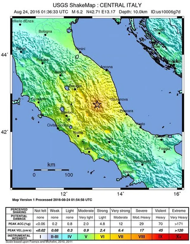 Землетрус, Італія Землетрус, Італія