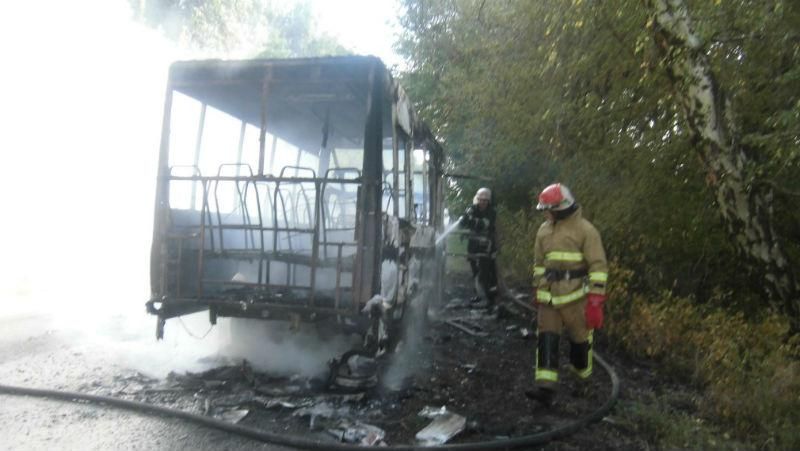 Маршрутка сгорела дотла на Киевщине