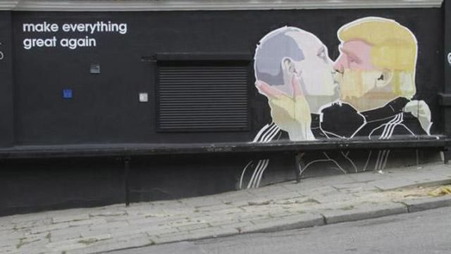 Скандальне графіті із Трампом та Путіним відновили у Вільнюсі: з'явились фото
