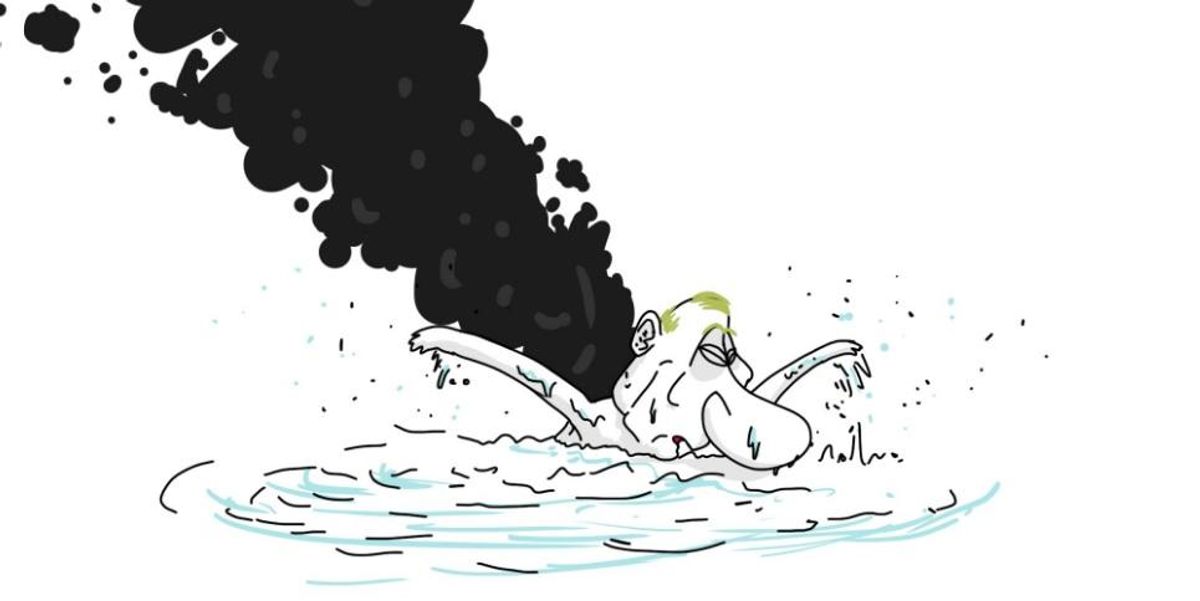 Карикатурист дотепно висміяв задимлений "похід" флоту Путіна Карикатурист дотепно висміяв задимлений "похід" флоту Путіна