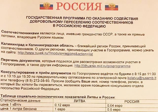 Россия рассылает жителям Вильнюса приглашения переселяться в РФ Россия рассылает жителям Вильнюса приглашения переселяться в РФ