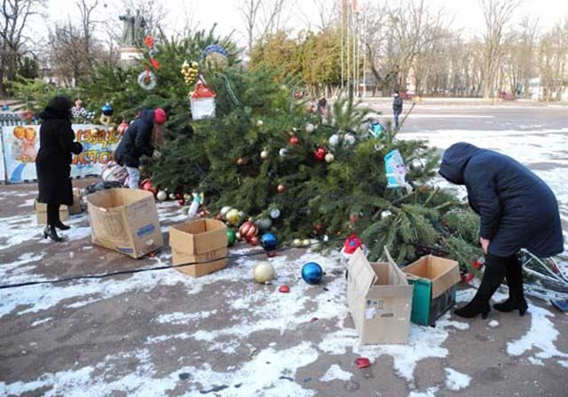 Головна ялинка впала у містечку на Київщині