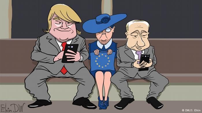 Карикатурист метко изобразил отношения Путина, Трампа и Европы