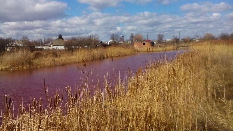 Украинское озеро внезапно стало розовым: фотофакт