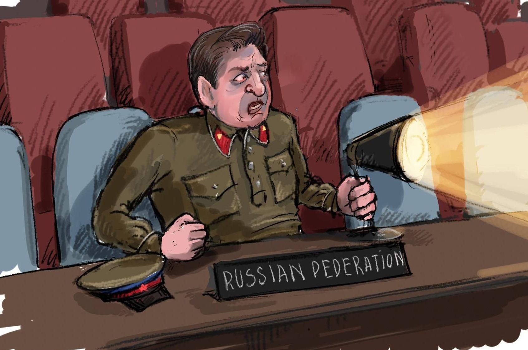 Скандальное выступление россиянина на Совбезе ООН изобразили в меткой карикатуре