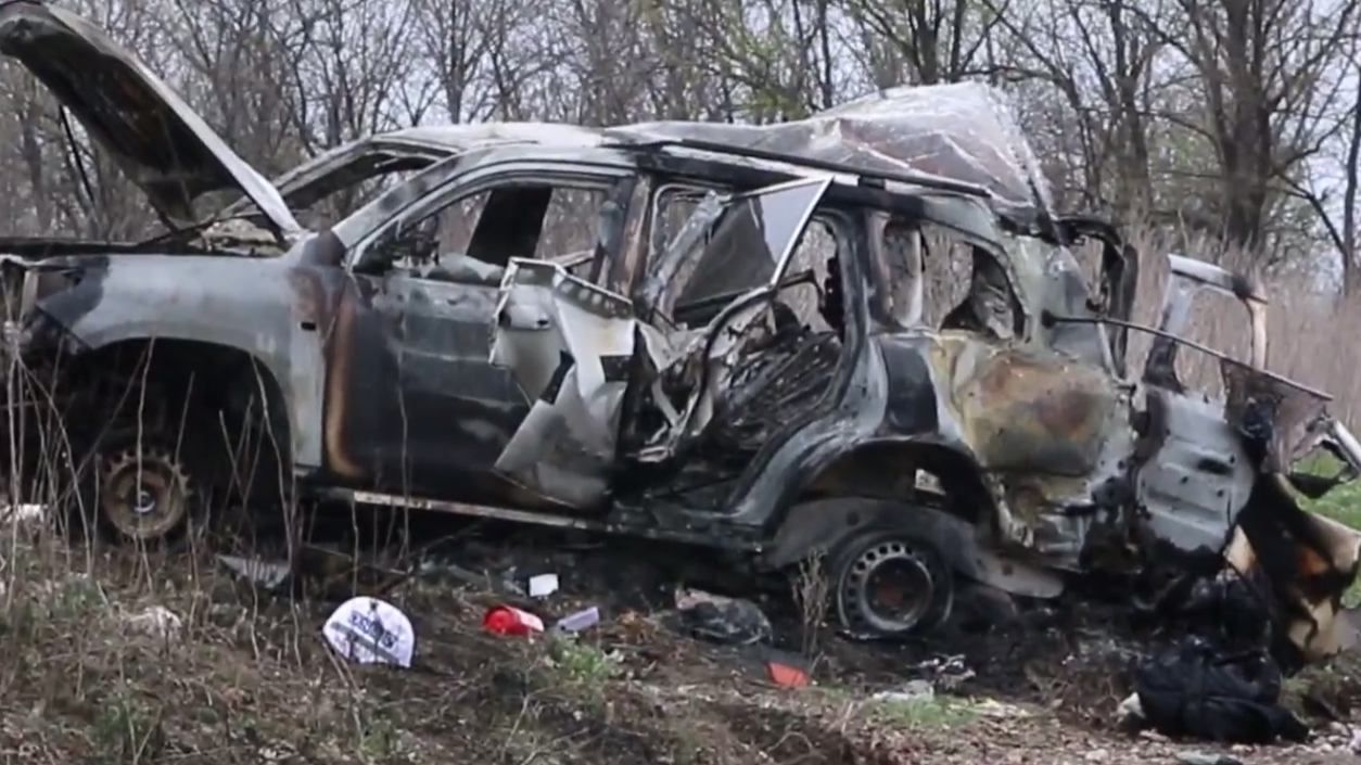 Опубліковано відео з місця вибуху машини ОБСЄ на окупованій Луганщині 