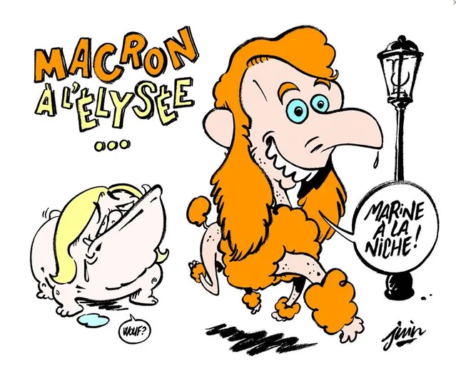 Charlie Hebdo опублікував карикатуру на Ле Пен і Макрона