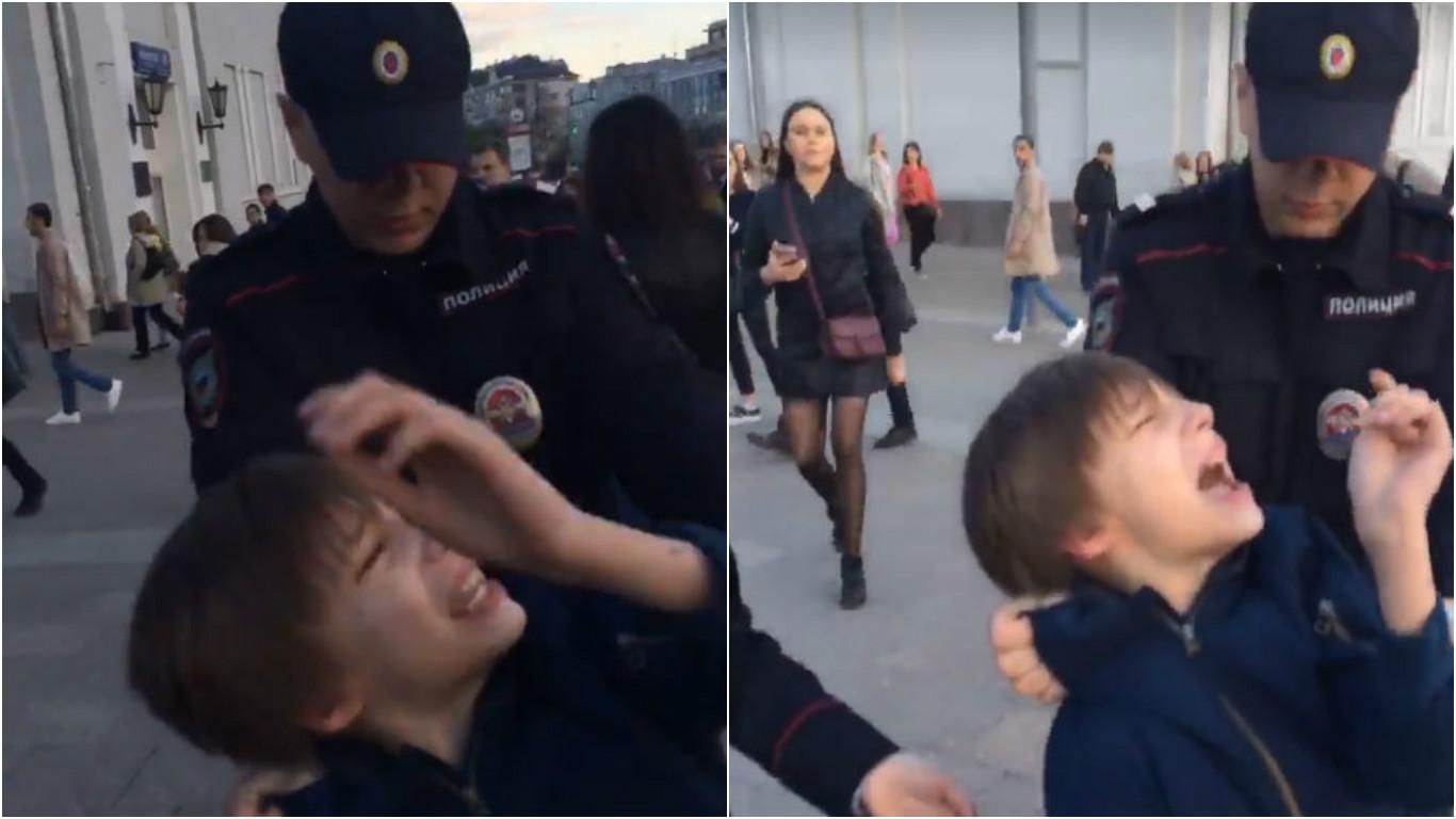 У мережі з'явилося відео жорстокого затримання дитини в центрі Москві 