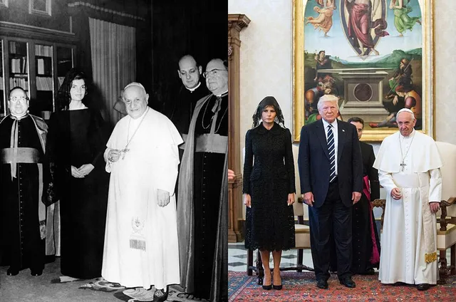 Джекі Кеннеді та Меланія Трамп під час візиту до Ватикану