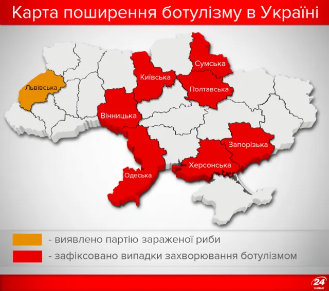 Випадки захворювання на ботулізм зафіксовані вже в семи областях України