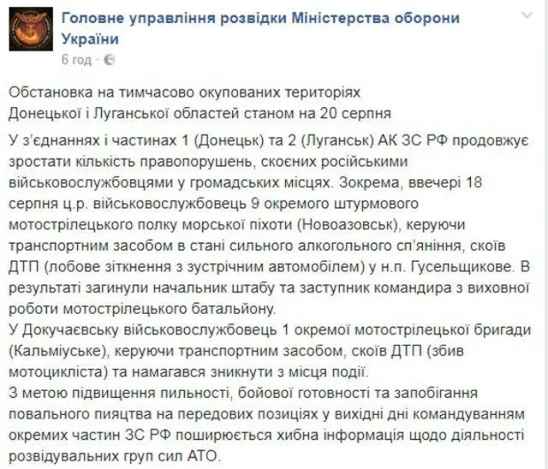 Дані української розвідки Дані української розвідки
