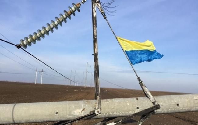 Прапор України закинули на електропроводи в Криму: є відео, як його намагаються зняти