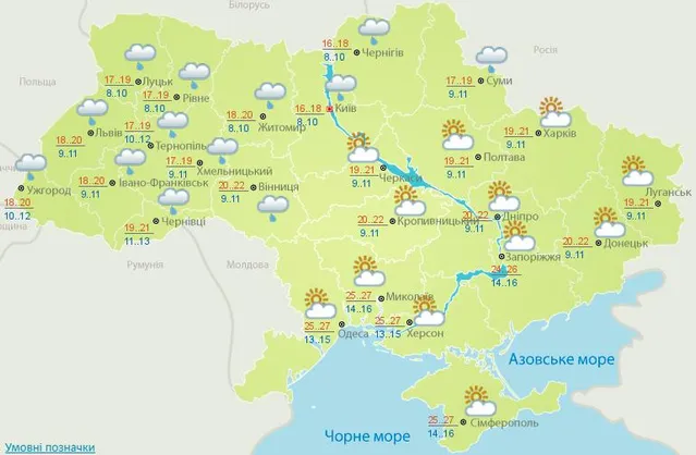 Прогноз погоди на 7 вересня