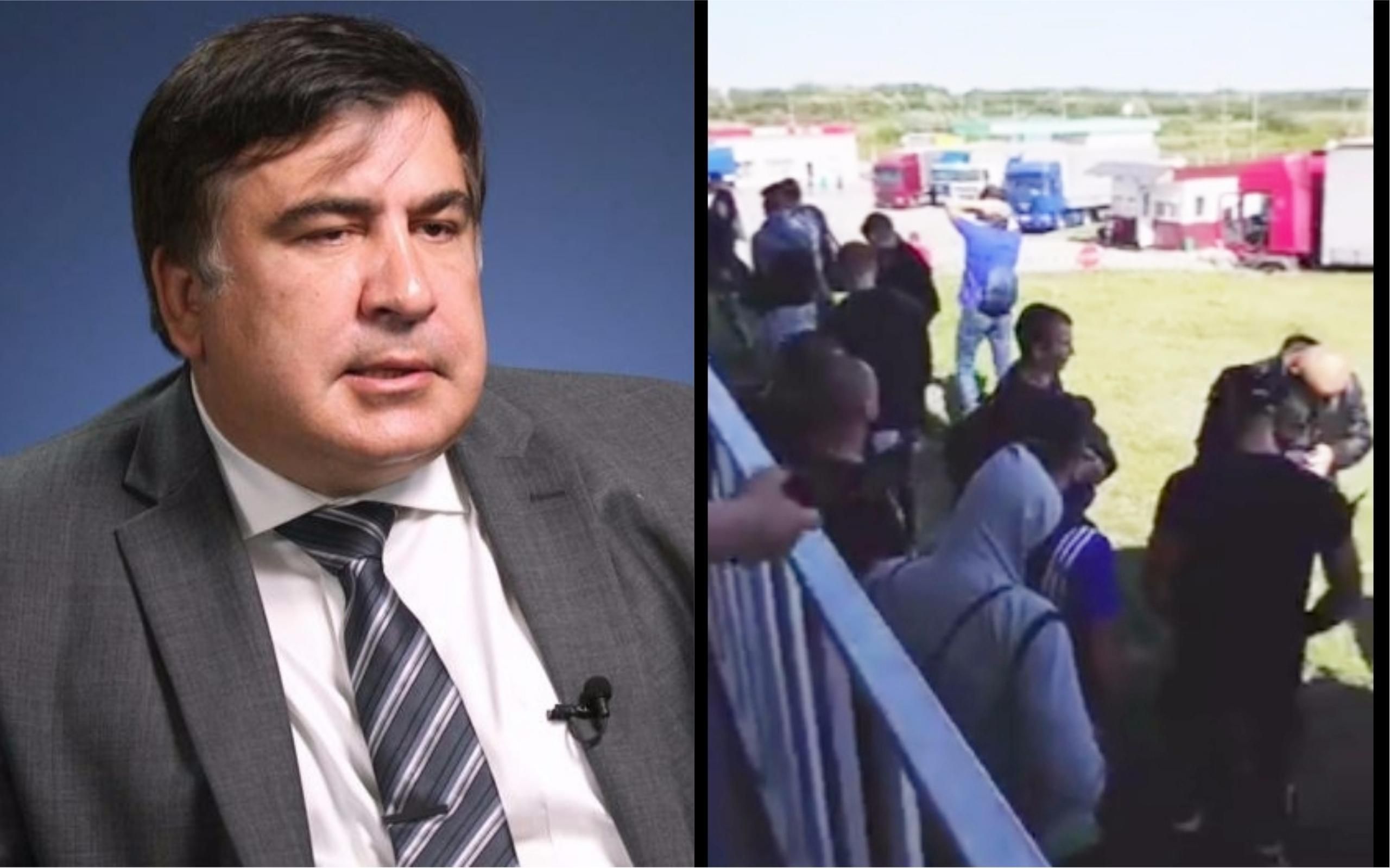 Десятки "титушок" прибыли на границу, через которую будет возвращаться Саакашвили: видео