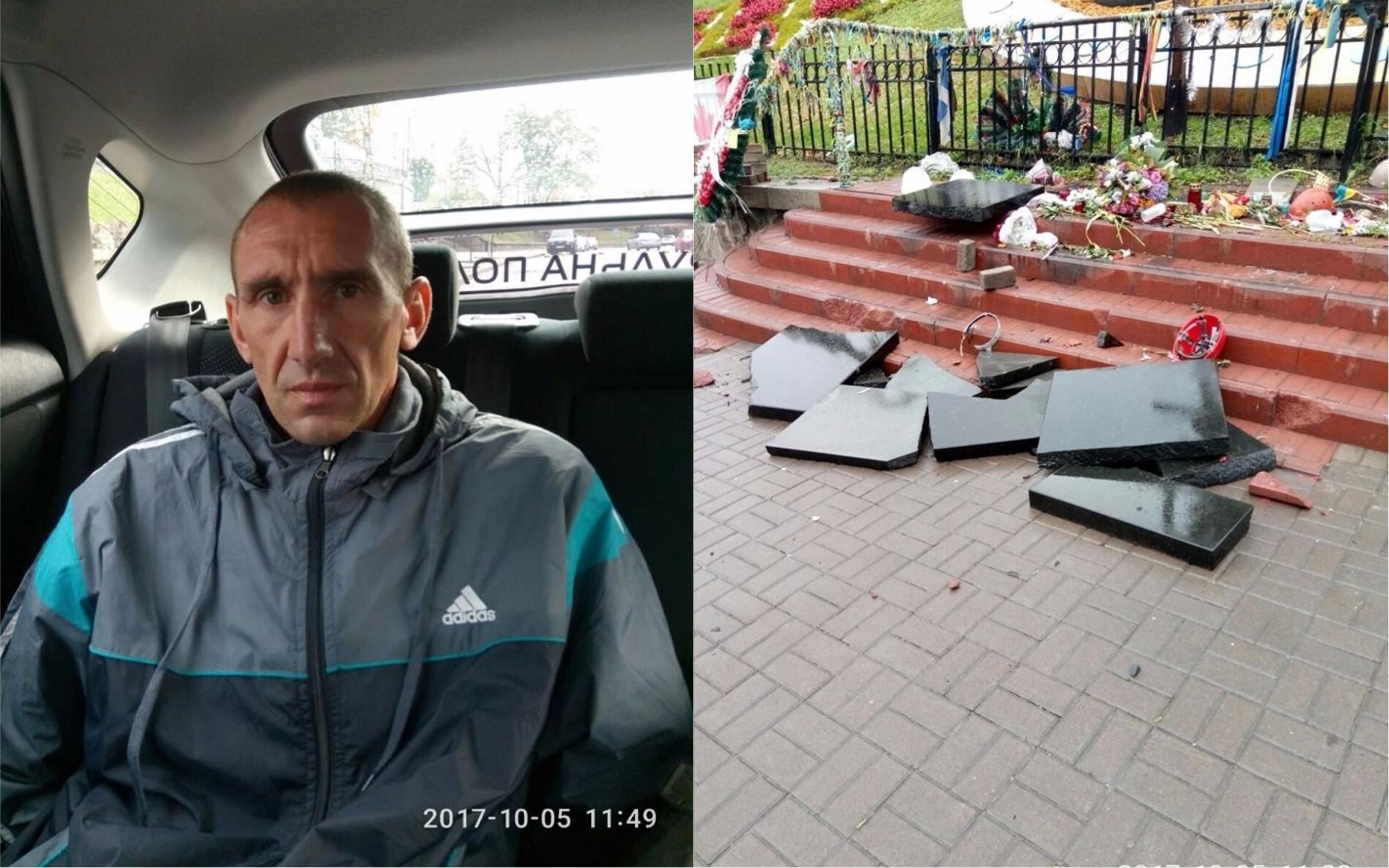 Розгром меморіалу Героям Небесної Сотні в Києві: зловмиснику повідомлено про підозру Розгром меморіалу Героям Небесної Сотні в Києві: зловмиснику повідомлено про підозру