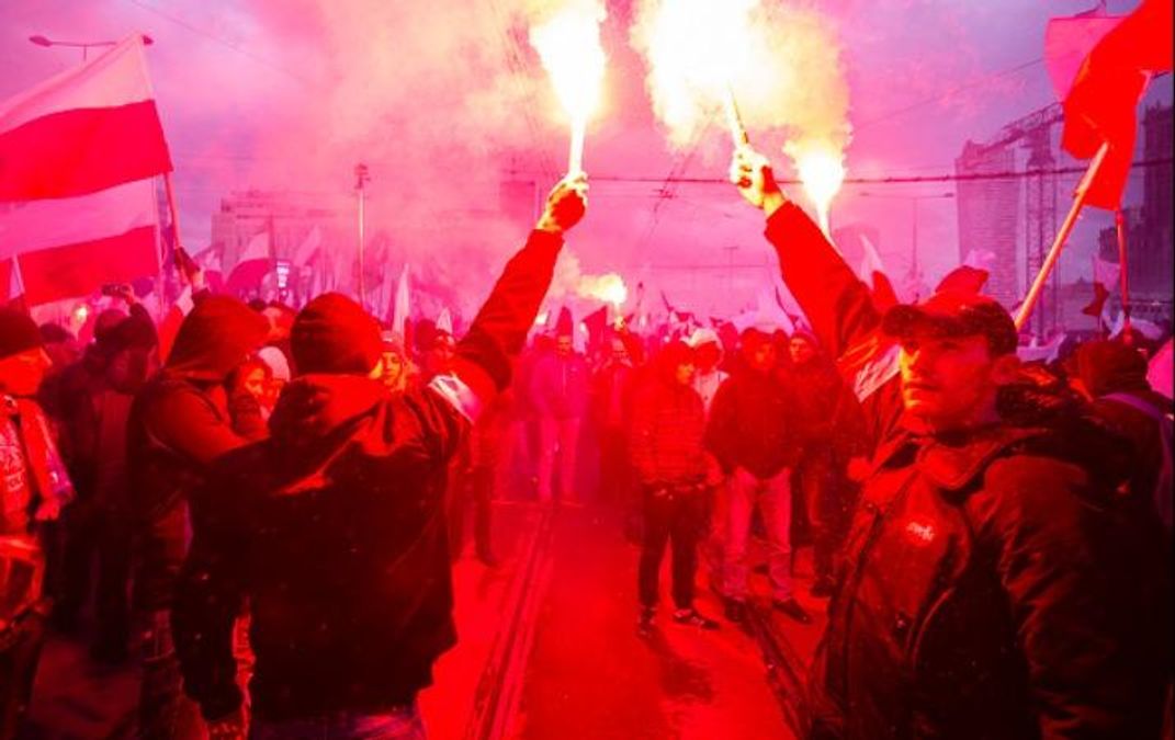 На Марше националистов в Варшаве заметили баннер с упоминанием о Львове На Марше националистов в Варшаве заметили баннер с упоминанием о Львове
