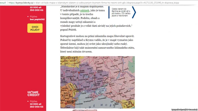 Найбільший перевізник Чехії запропонував карти з російським Кримом