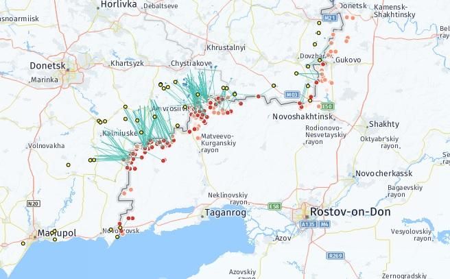 Bellingcat опублікував карту обстрілів України з Росії