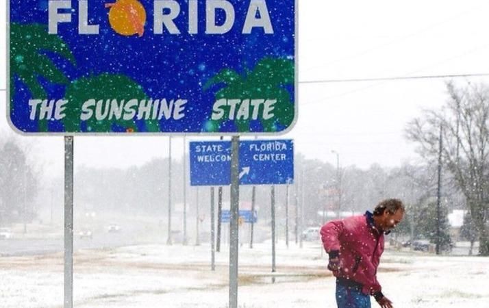 Во Флориде впервые за почти 30 лет выпал снег: забавные фото и видео из сети