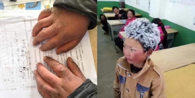 Обморозил руки, но пришел в школу: сети тронула история мальчика из Китая