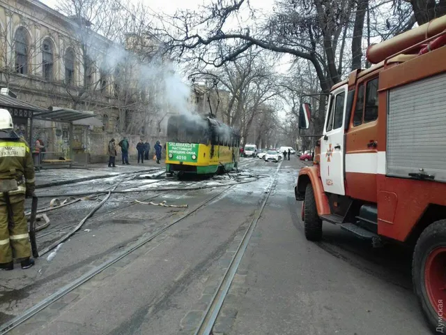 Трамвай горів в Одесі