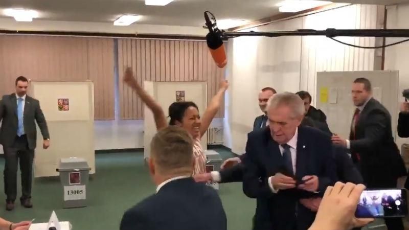 Активистка Femen посветила голой грудью перед президентом Чехии: видео Активистка Femen посветила голой грудью перед президентом Чехии: видео