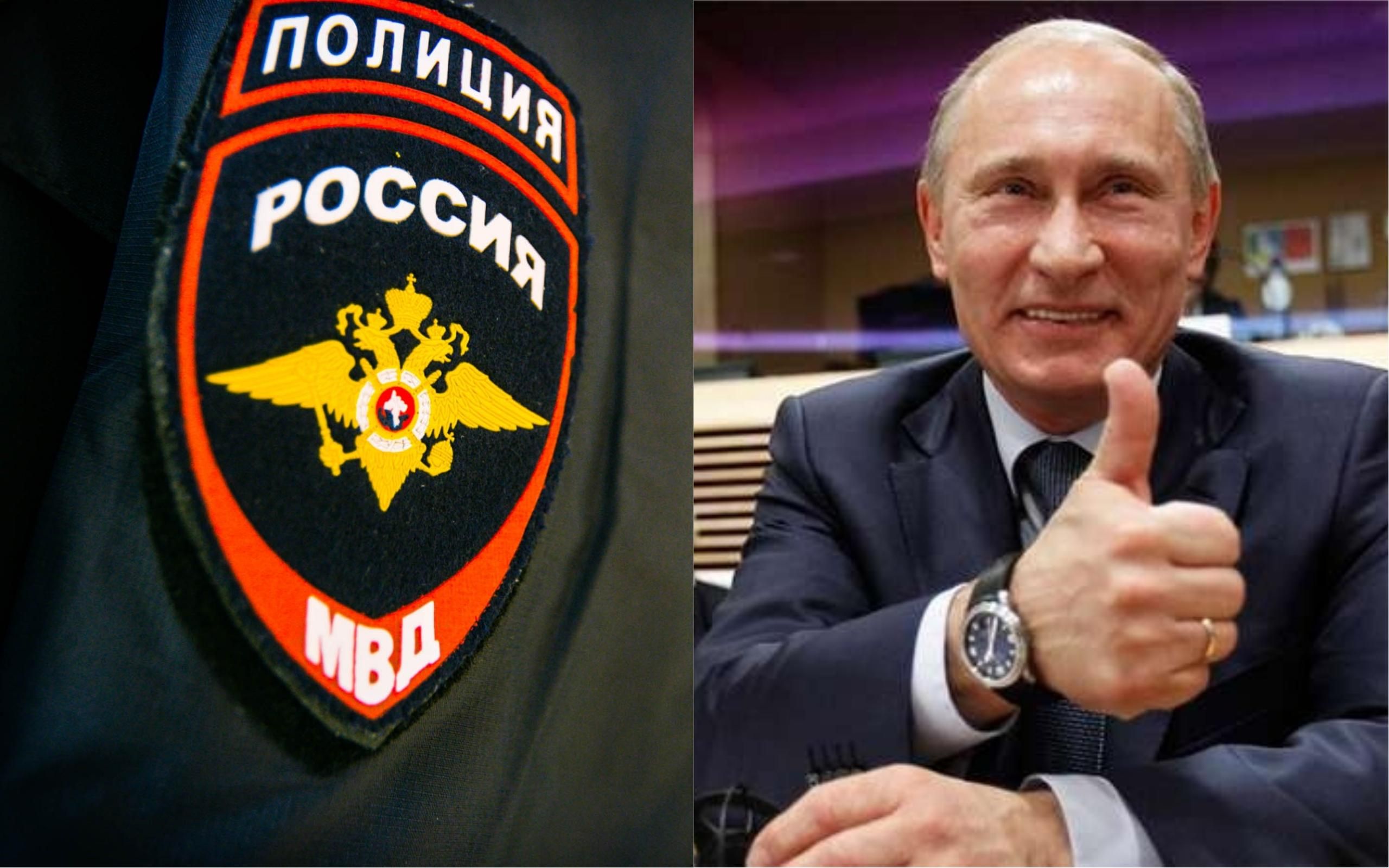 В Росії зняли на відео поліцейського, який писав на паркані слово "Путін" В Росії зняли на відео поліцейського, який писав на паркані слово "Путін"