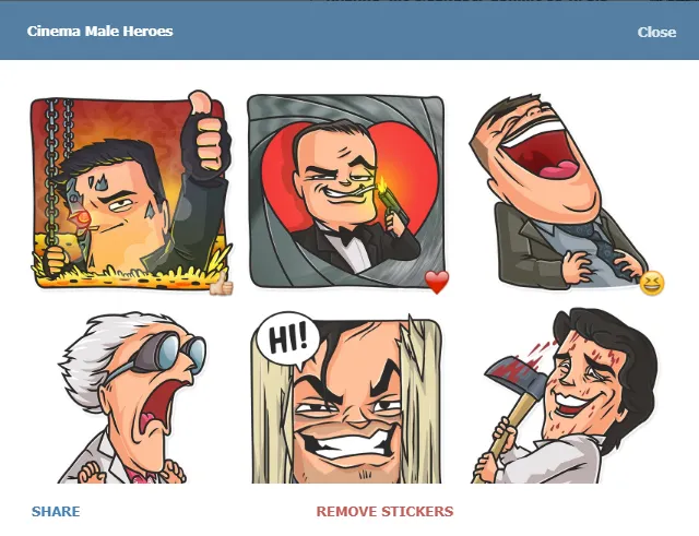 Скріншот стікерпаку Cinema Male Heroes Скріншот стікерпаку Cinema Male Heroes
