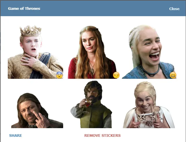 Скріншот стікерпаку Game of Thrones