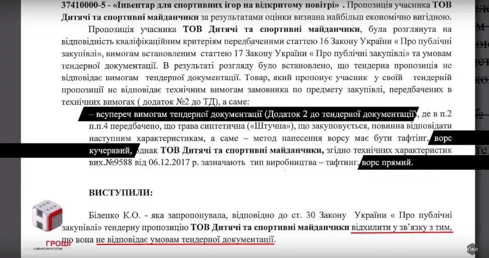 Замовники відкидали конкурентів, які пропонували не кучеряву траву, а рівний ворс