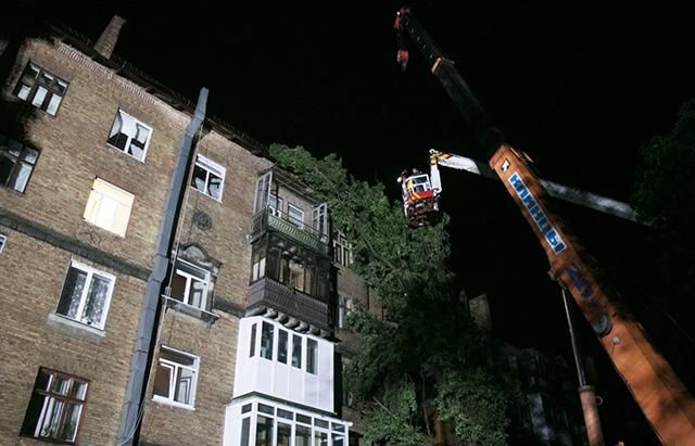 Негода у Києві: величезне дерево впало на будинок і пошкодило балкони (фото)