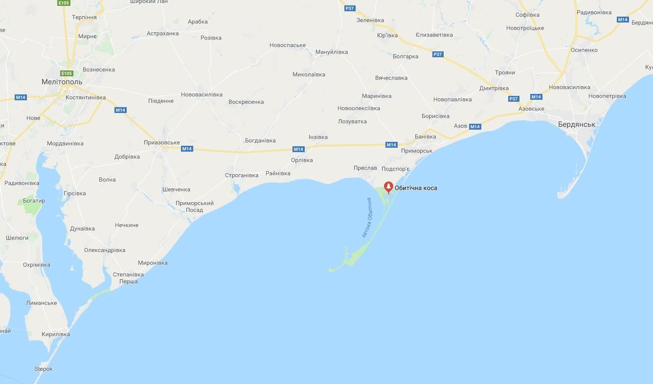 Відпочивальники застрягли на Обитічній косі біля Приморська Відпочивальники застрягли на Обитічній косі біля Приморська