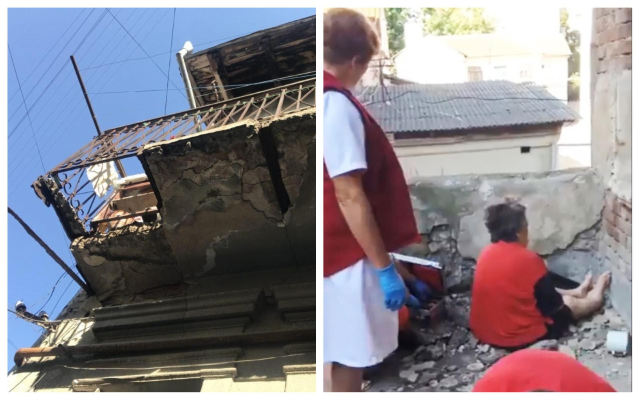 В Ивано-Франковске обвалился балкон с бабушкой - видео и фото