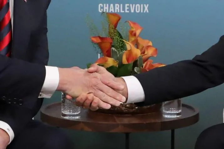 ​Фотографія руки Макрона, сильно стиснутої Трампом