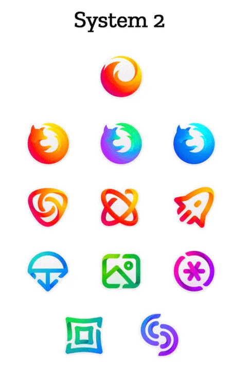 Другий приклад зміни дизайну іконок Mozilla