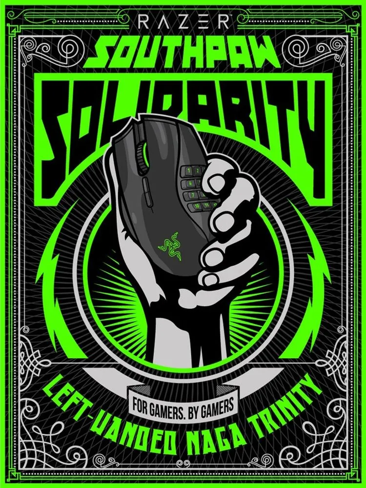 Постер нової модифікації геймерської мишки Razer Naga Trinity Left-Handed Editionс Постер нової модифікації геймерської мишки Razer Naga Trinity Left-Handed Editionс