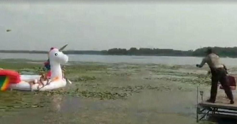 В США женщины застряли на единороге посреди озера: курьезное видео