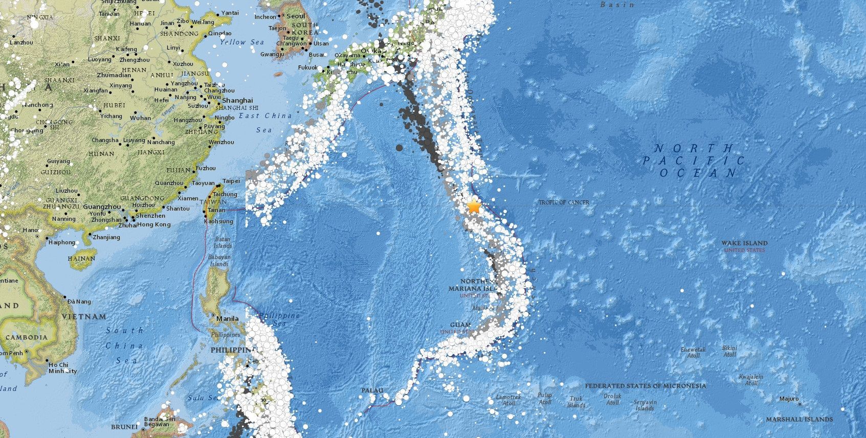 Біля берегів Японії зафіксували потужний землетрус Біля берегів Японії зафіксували потужний землетрус