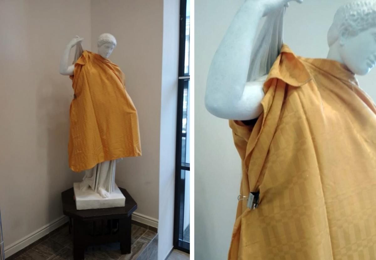 "Щоб не ранити почуттів": у Росії голі статуї "вдягнули" перед візитом делегації РПЦ "Щоб не ранити почуттів": у Росії голі статуї "вдягнули" перед візитом делегації РПЦ