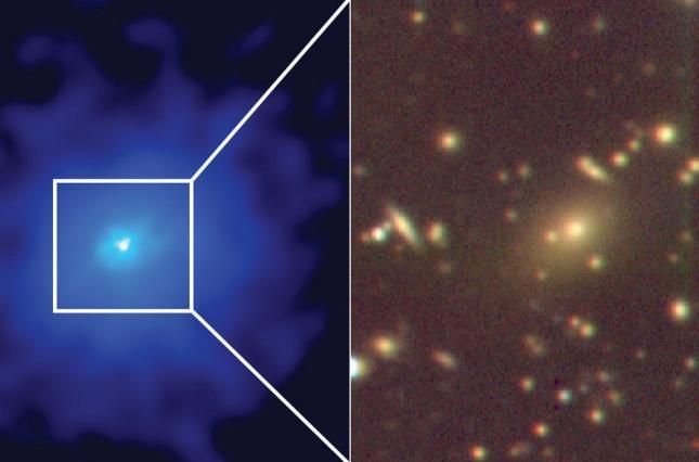 Гигантская черная дыра "спрятала" сотни галактик